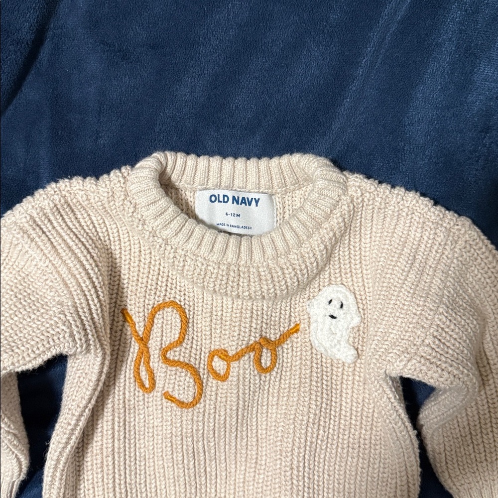 Cream Knit Sweater with Boo Design 👻 - Picture 2 of 5